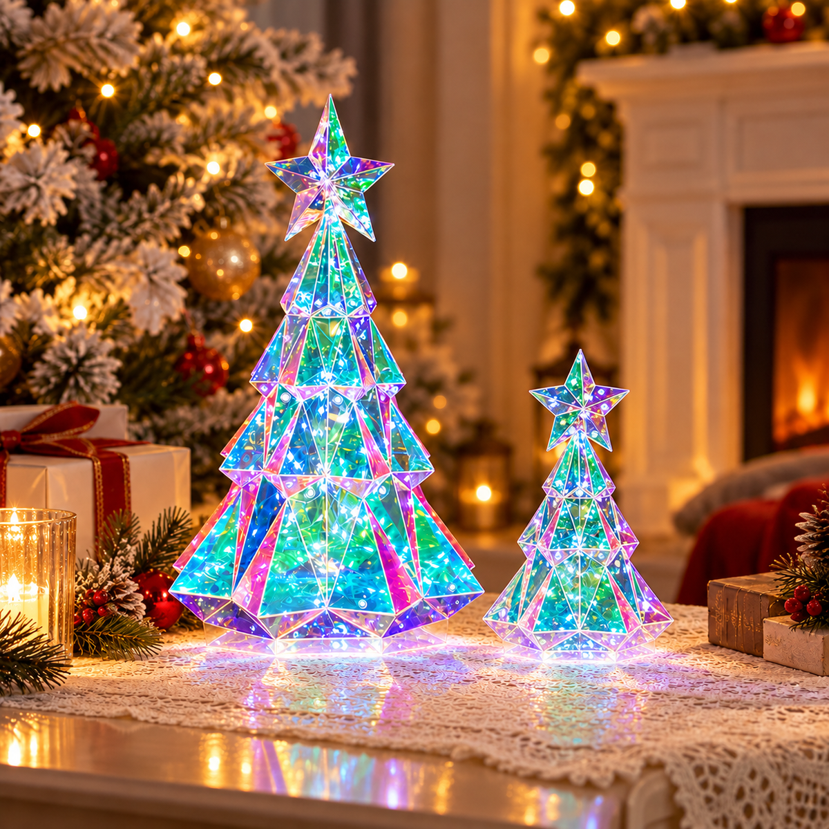 Holographic Light-Up Christmas Figures
