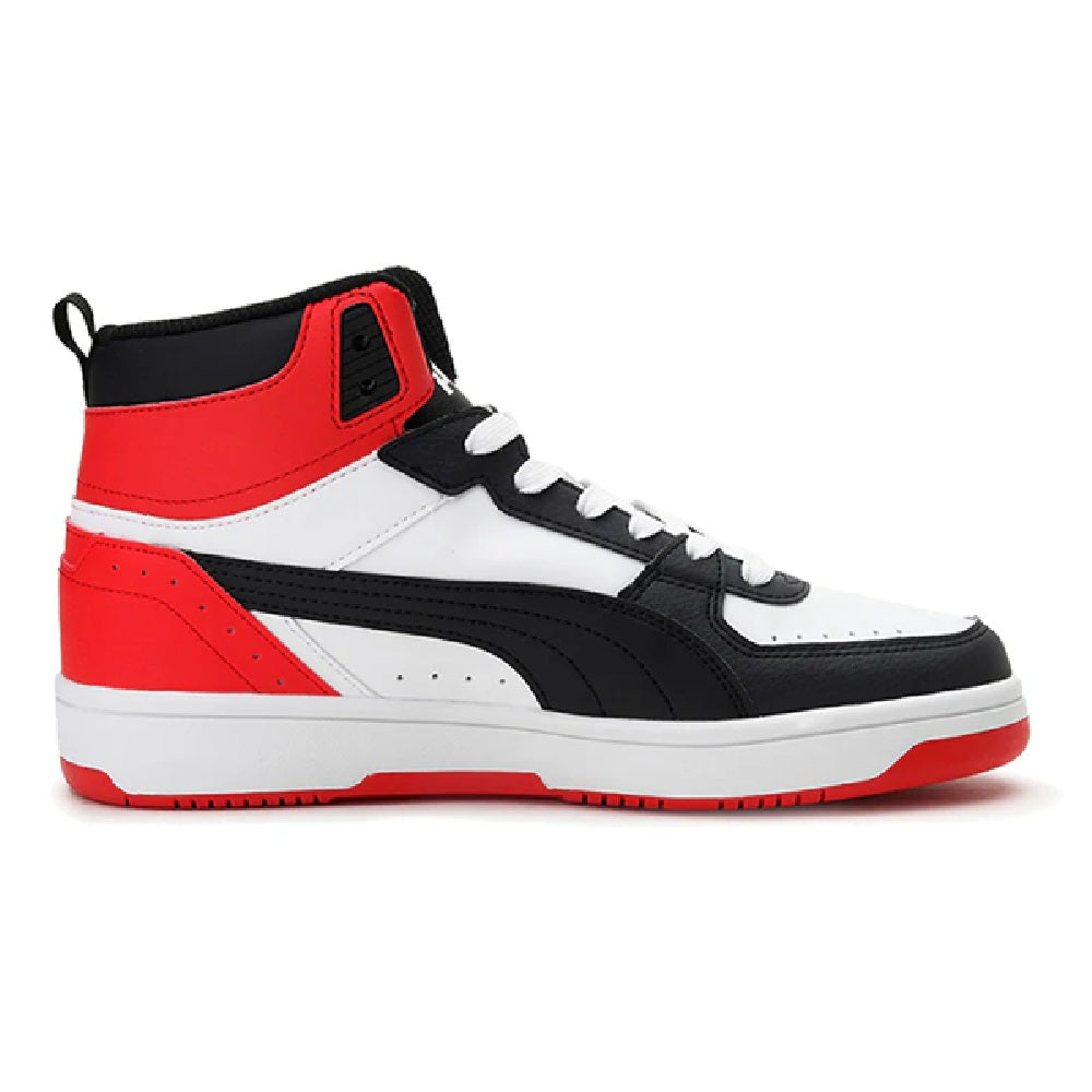Big Kid's Puma Rebound JOY Jr White-Black-High Risk Red (374687 03)
