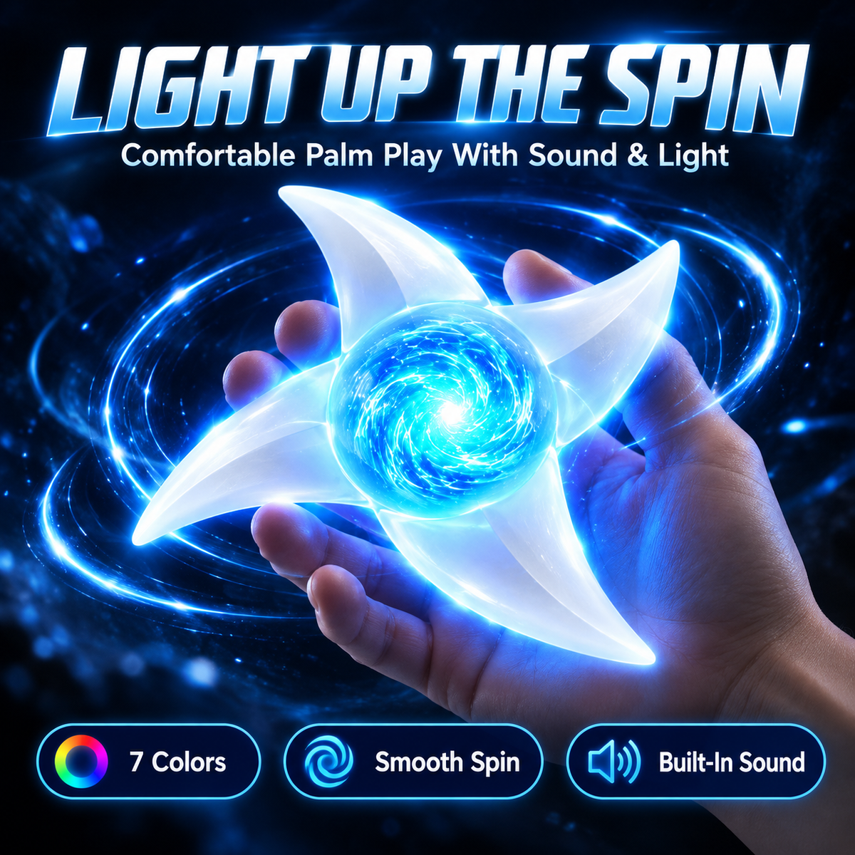 ✨ Spinning LED Shuriken Light Toy – 7-Color Rotating Cosplay Prop | Special Sale