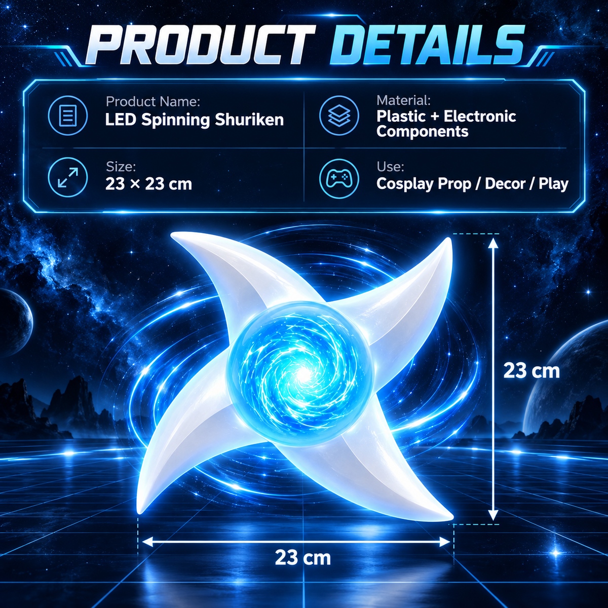 ✨ Spinning LED Shuriken Light Toy – 7-Color Rotating Cosplay Prop | Special Sale